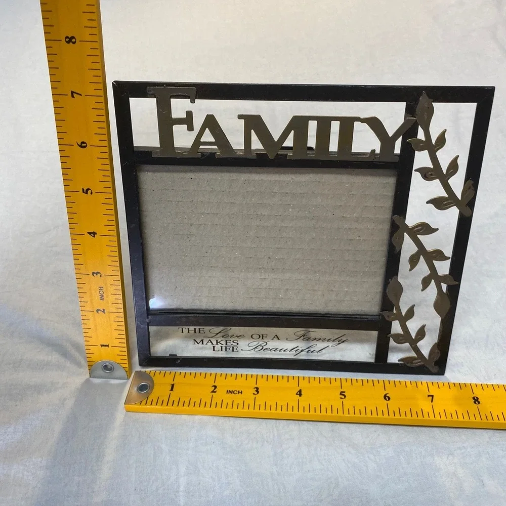 Family Metal Picture Frame 4x6 Black Bronze Quote Love Makes Life‎ Beautiful